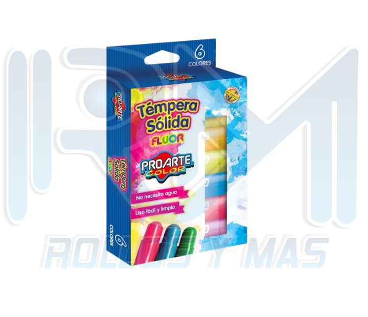 Tempera Solida Fluor Proarte 6 Colores – Rollos y Mas