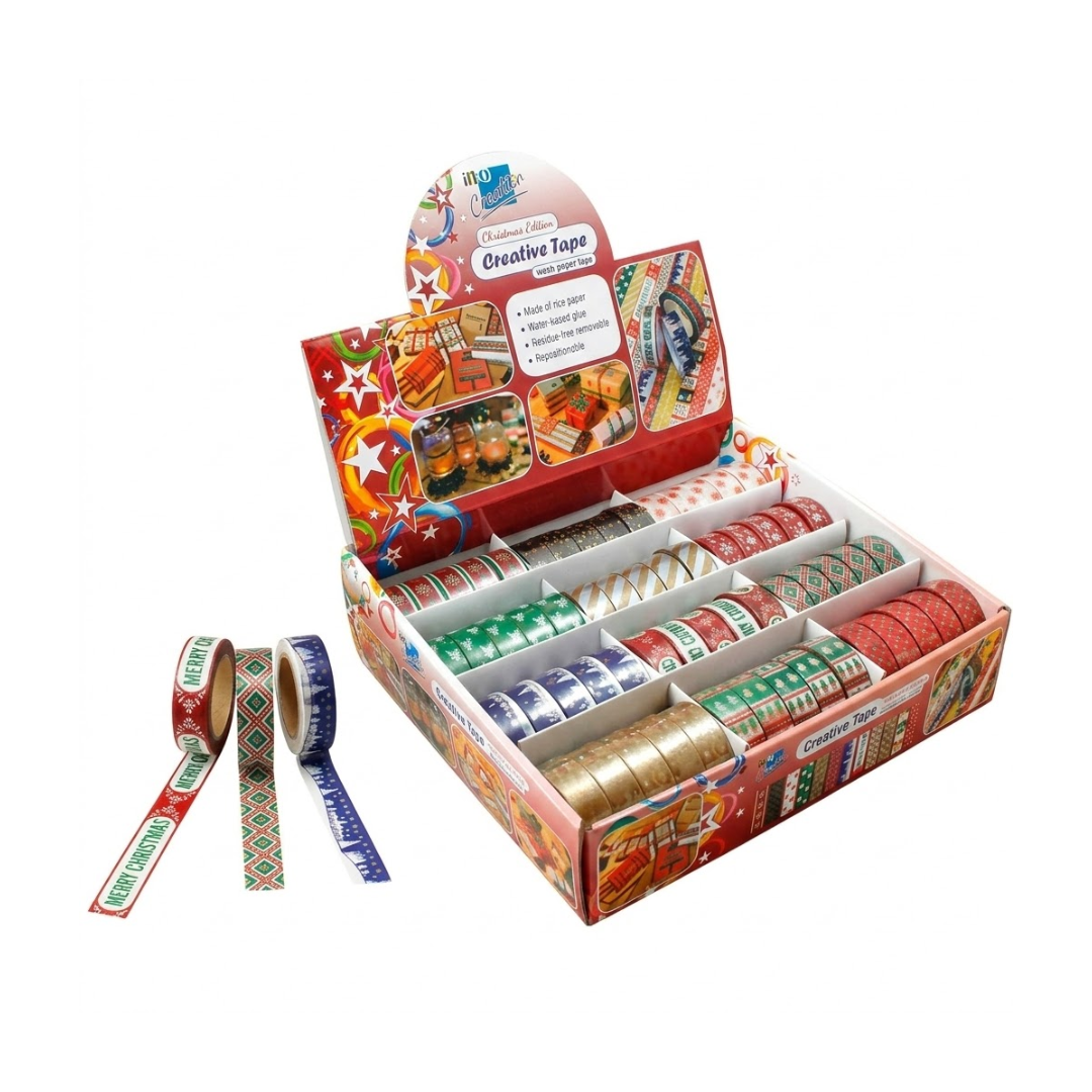 TAPE DECORATIVO NAVIDEÑO ROLLO 15mm 10mt